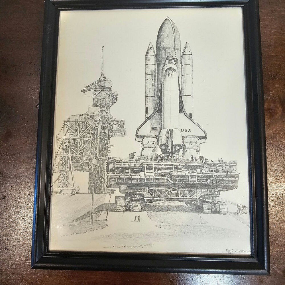 Vintage Nasa Challenger Space Shuttle Drawing by David Underwood